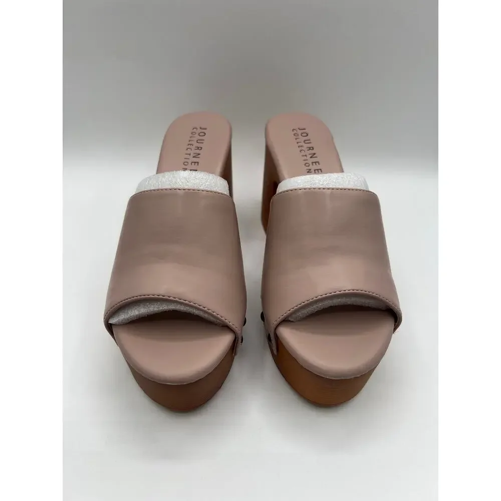 JOURNEE COLLECTION WOMENS SIZE 9M VEDA PLATFORM HEEL SANDALS MAUVE PINK